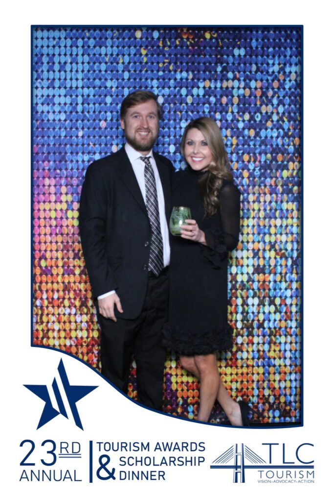 Couple at awards banquet with custom overlay